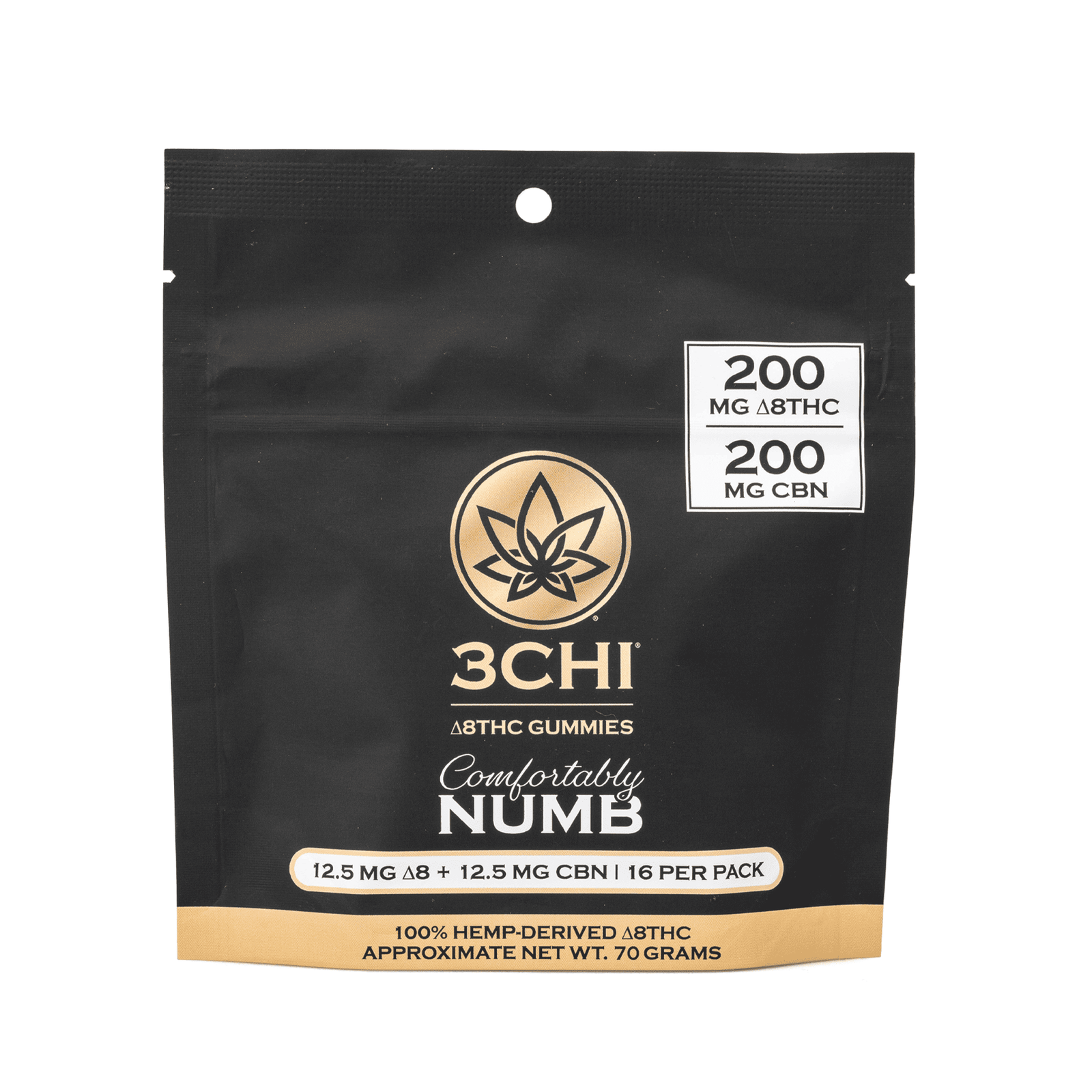3chi comfortably numb gummies 200 mg total each delta 8 thc cbn bag front .png 3chi comfortably numb gummies 200 mg total each delta 8 thc cbn bag front .png