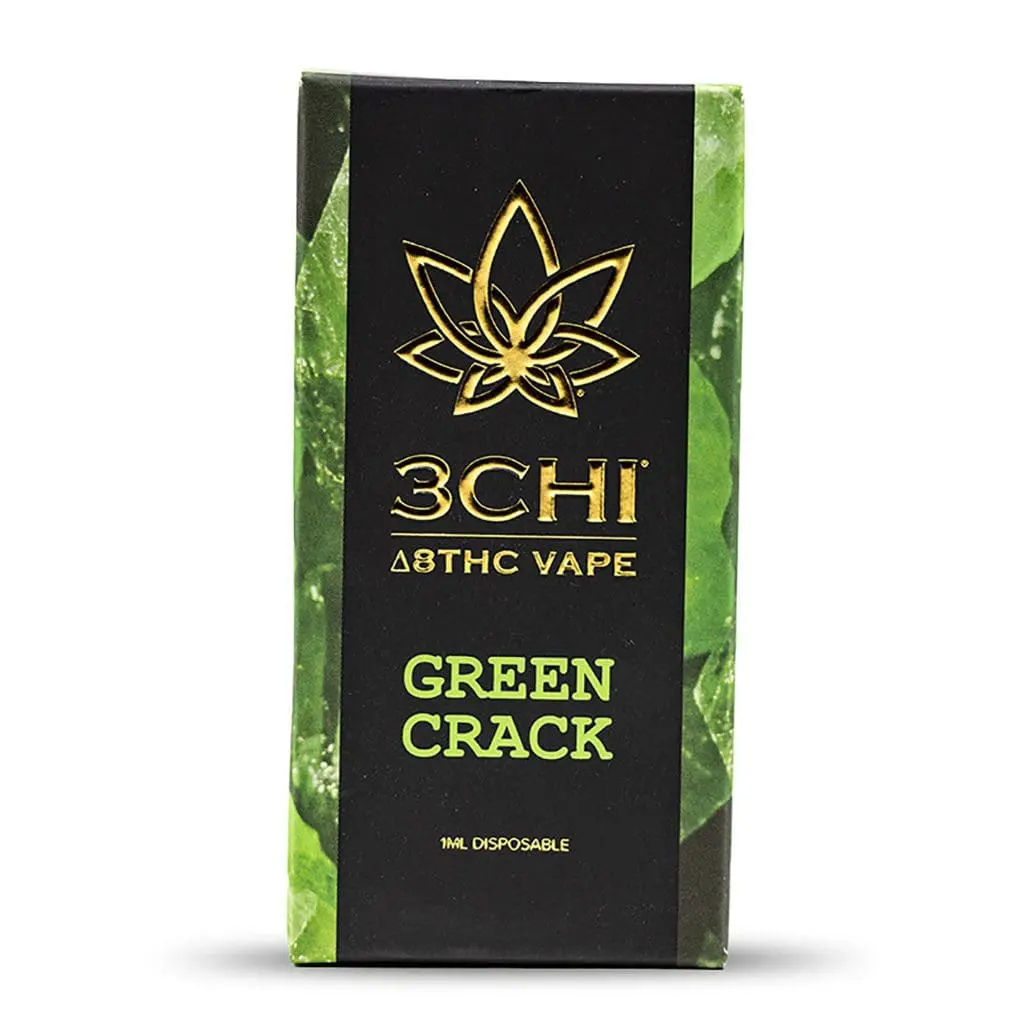 3chi delta 8 thc disposable vape pen green crack box front.webp 3chi delta 8 thc disposable vape pen green crack box front.webp