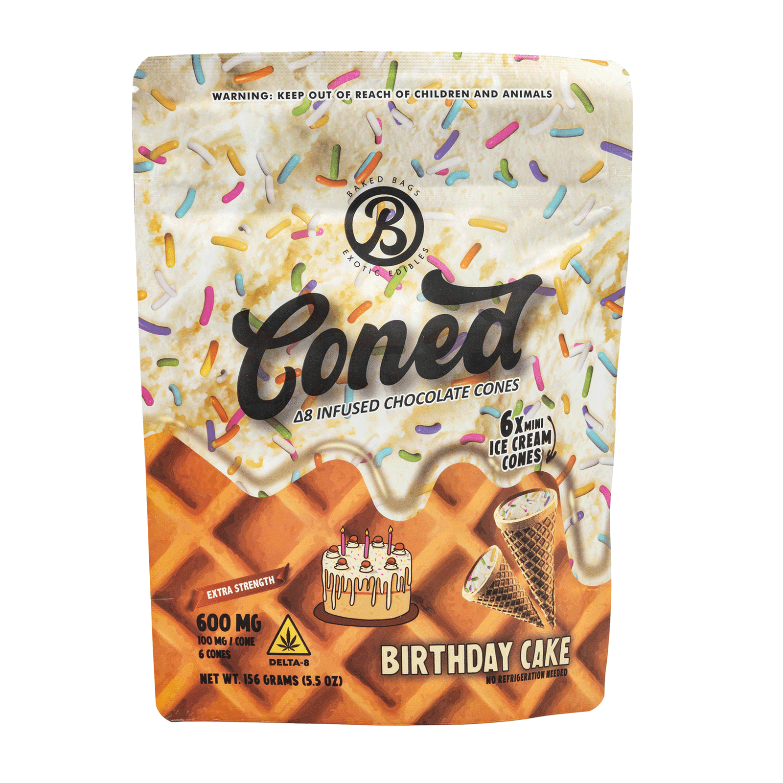 baked bags delta 8 thc coned birthday cake 600 mg total delta 8 thc bag front.png