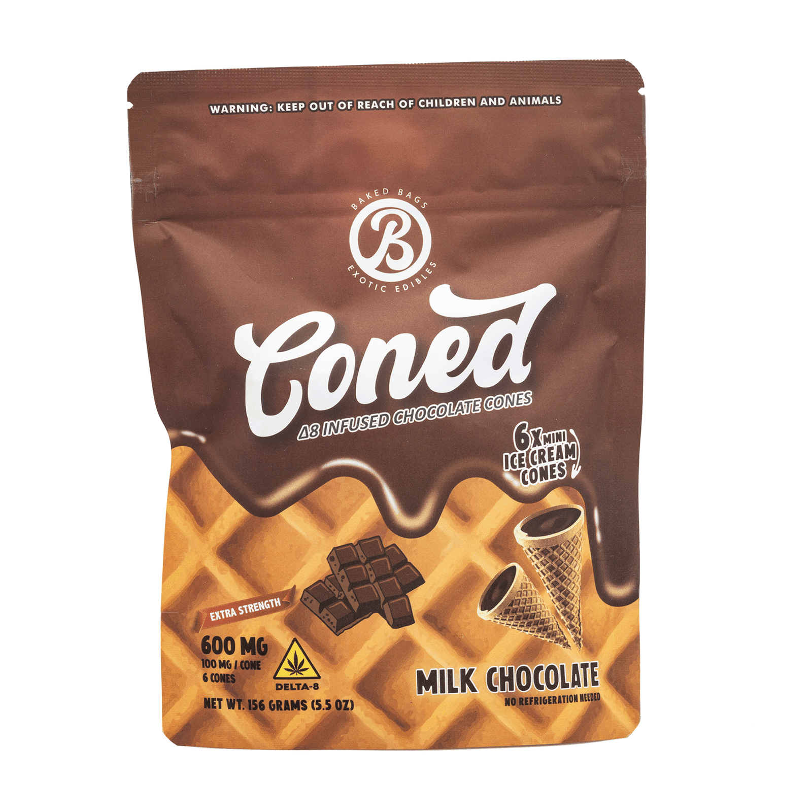 baked bags delta 8 thc coned milk chocolate 600 mg total delta 8 thc bag front.png baked bags delta 8 thc coned milk chocolate 600 mg total delta 8 thc bag front.png
