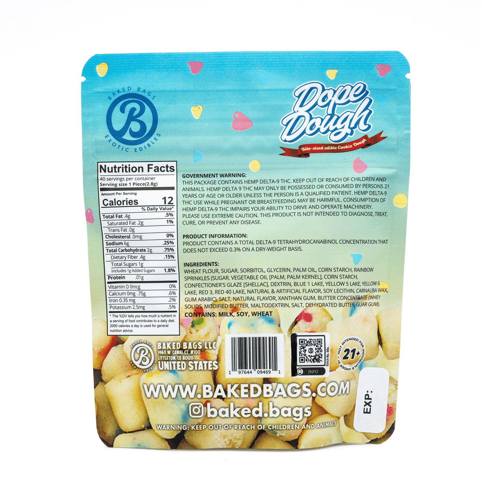 baked bags delta 9 thc dope dough birthday cake 200 mg total delta 9 thc bag back.png baked bags delta 9 thc dope dough birthday cake 200 mg total delta 9 thc bag back.png