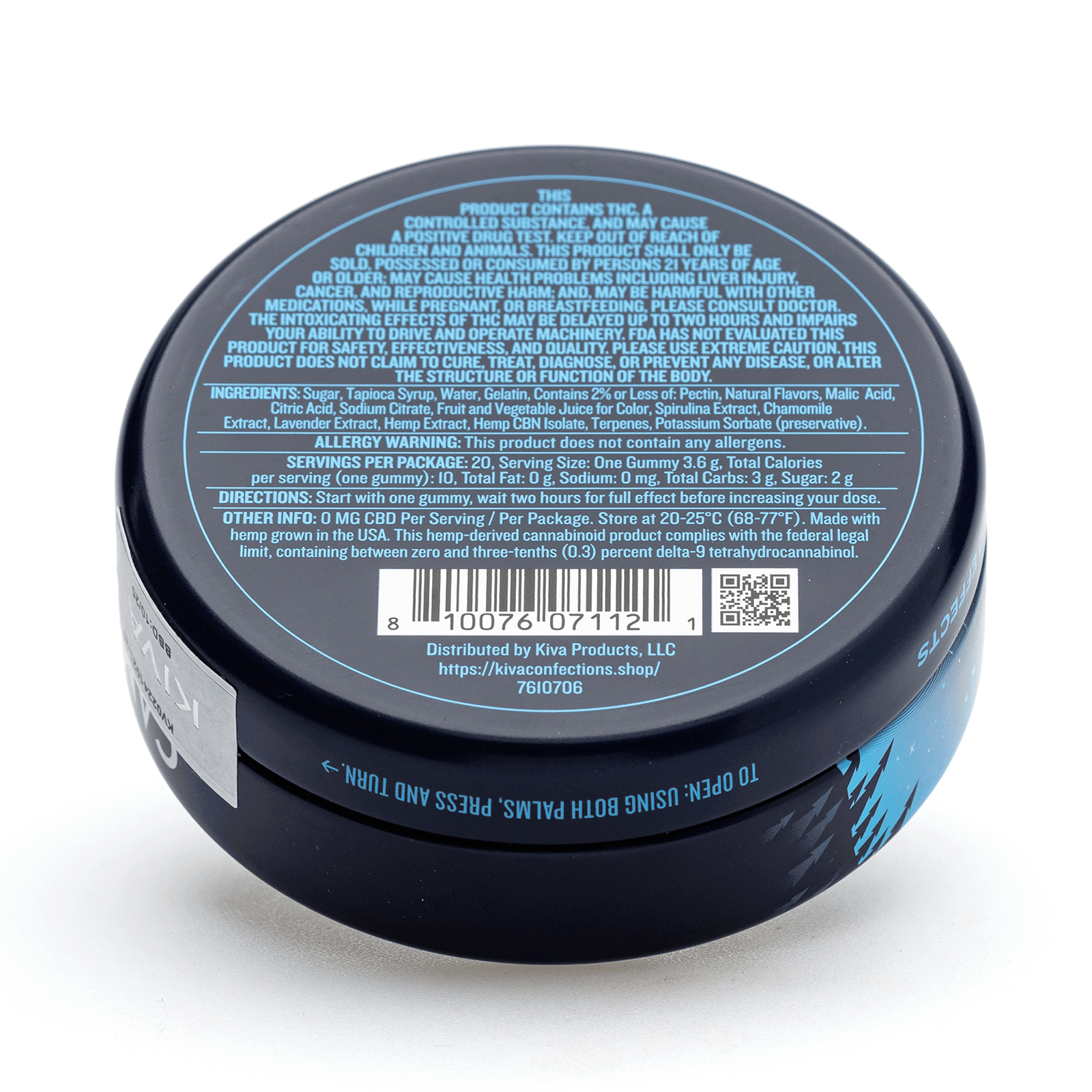 camino delta 9 and cbn sleep gummies midnight blueberry 100 mg delta 9 thc 20 mg cbn total tin back.png camino delta 9 and cbn sleep gummies midnight blueberry 100 mg delta 9 thc 20 mg cbn total tin back.png