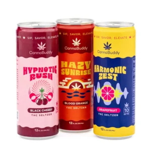 cannabuddy delta 9 thc seltzer 6 pack variety cans front.webp
