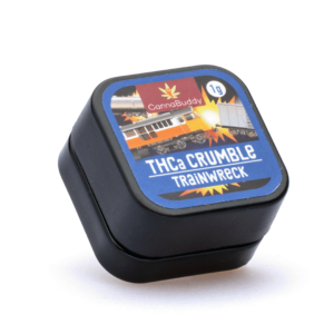 cannabuddy thca crumble trainwreck 1 gram jar front.webp