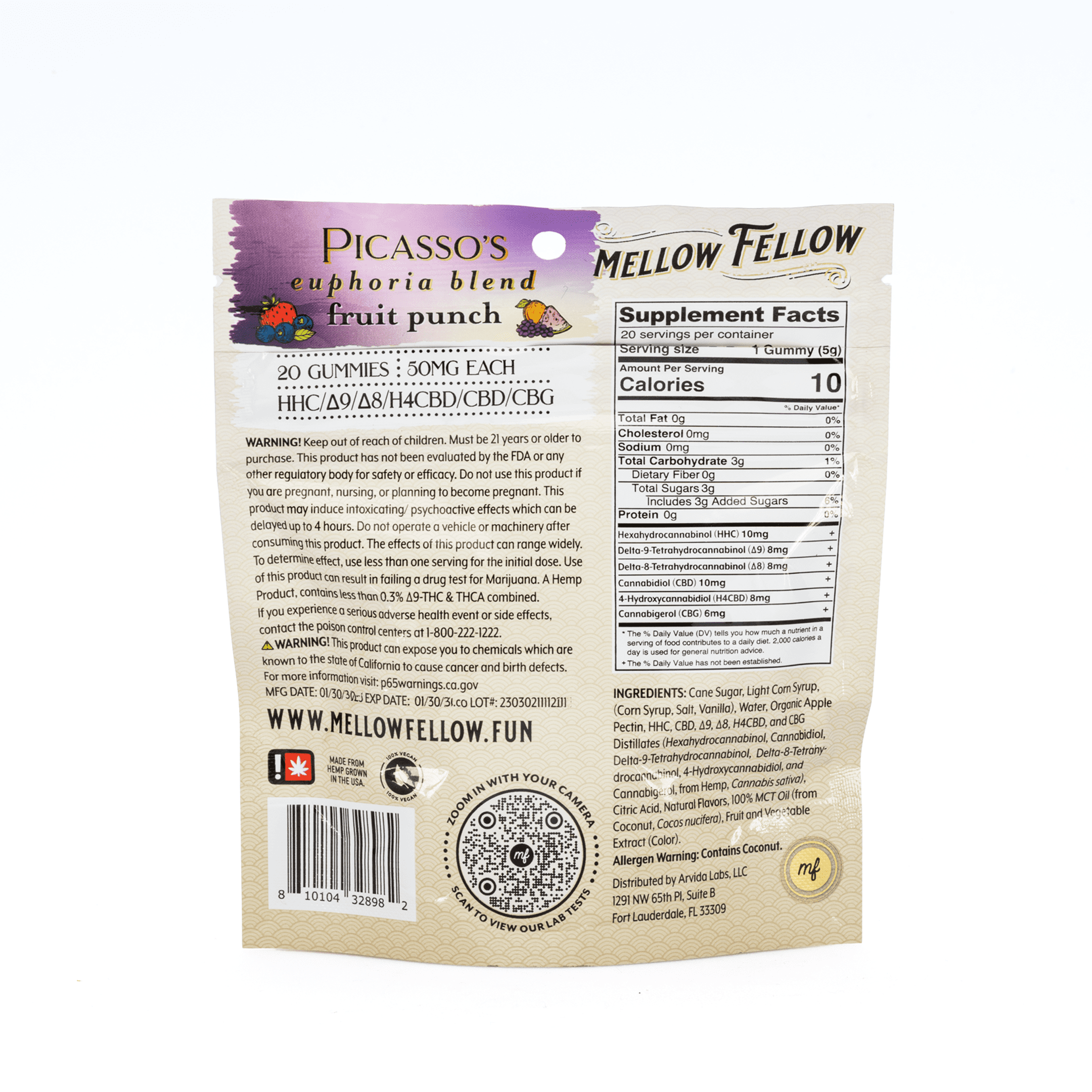 mellow fellow picassos euphoria blend m fusion gummies fruit punch 1000 mg total cannabinoids bag back.webp mellow fellow picassos euphoria blend m fusion gummies fruit punch 1000 mg total cannabinoids bag back.webp