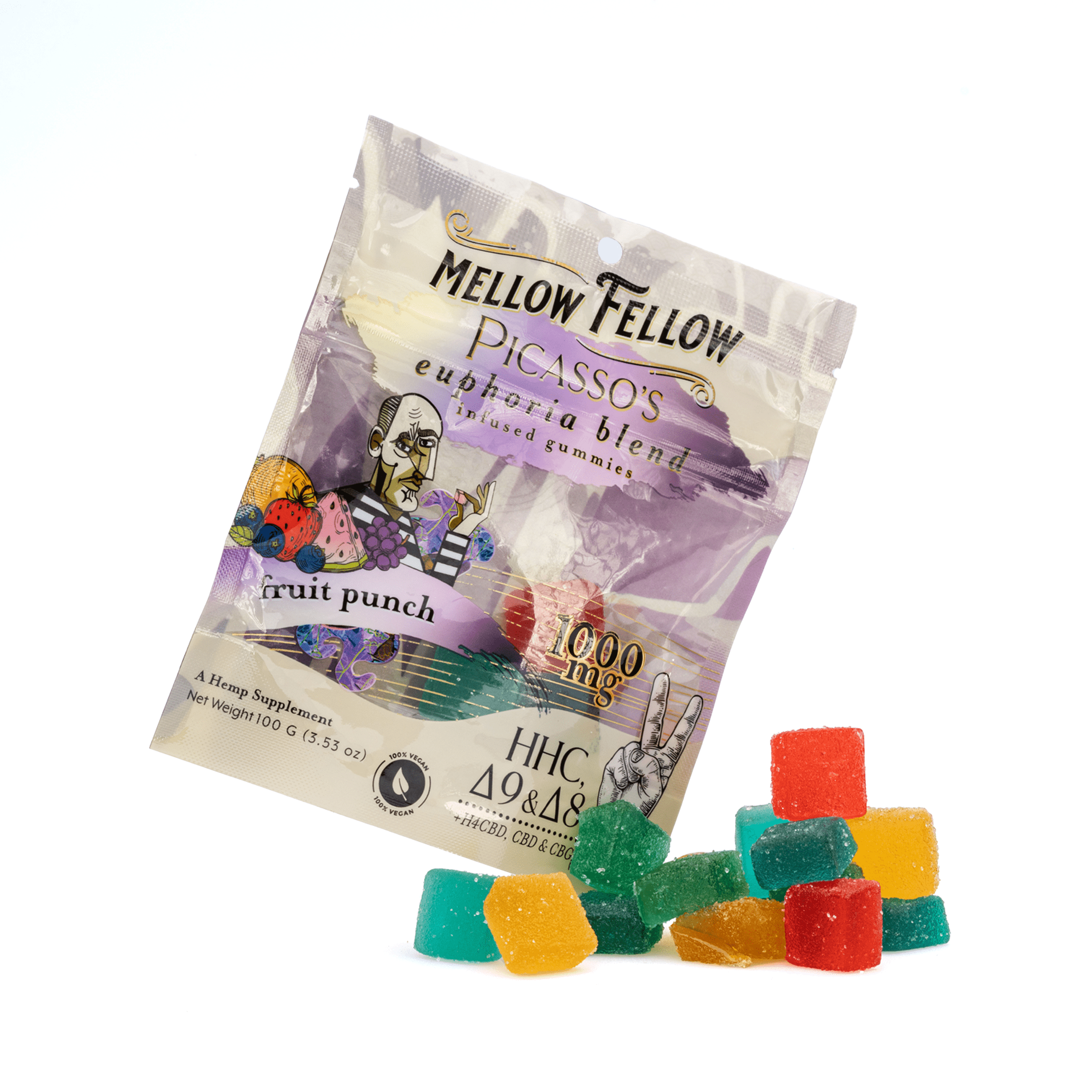 mellow fellow picassos euphoria blend m fusion gummies fruit punch 1000 mg total cannabinoids combo.webp mellow fellow picassos euphoria blend m fusion gummies fruit punch 1000 mg total cannabinoids combo.webp