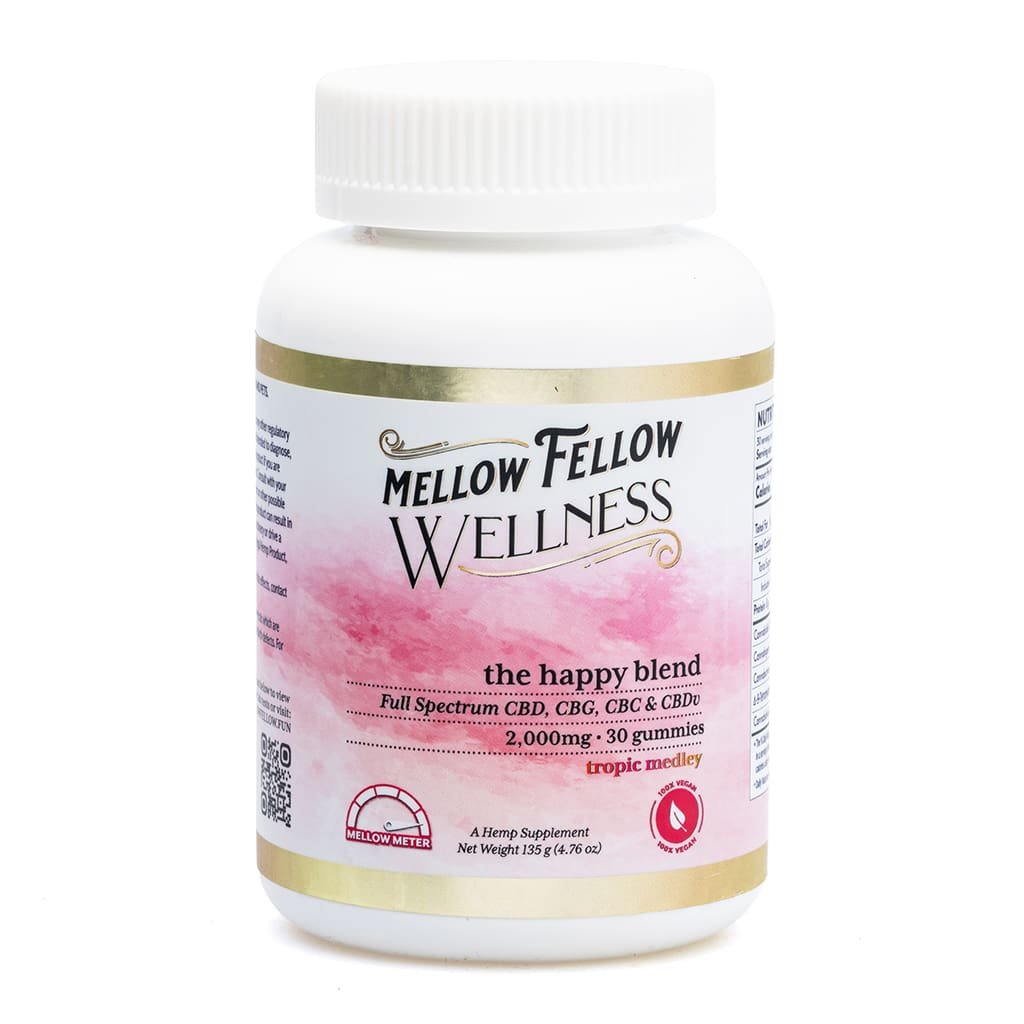 mellow fellow wellness gummies elevate blend tropic medley 2000 mg total cannabinoids jar front.jpg mellow fellow wellness gummies elevate blend tropic medley 2000 mg total cannabinoids jar front.jpg