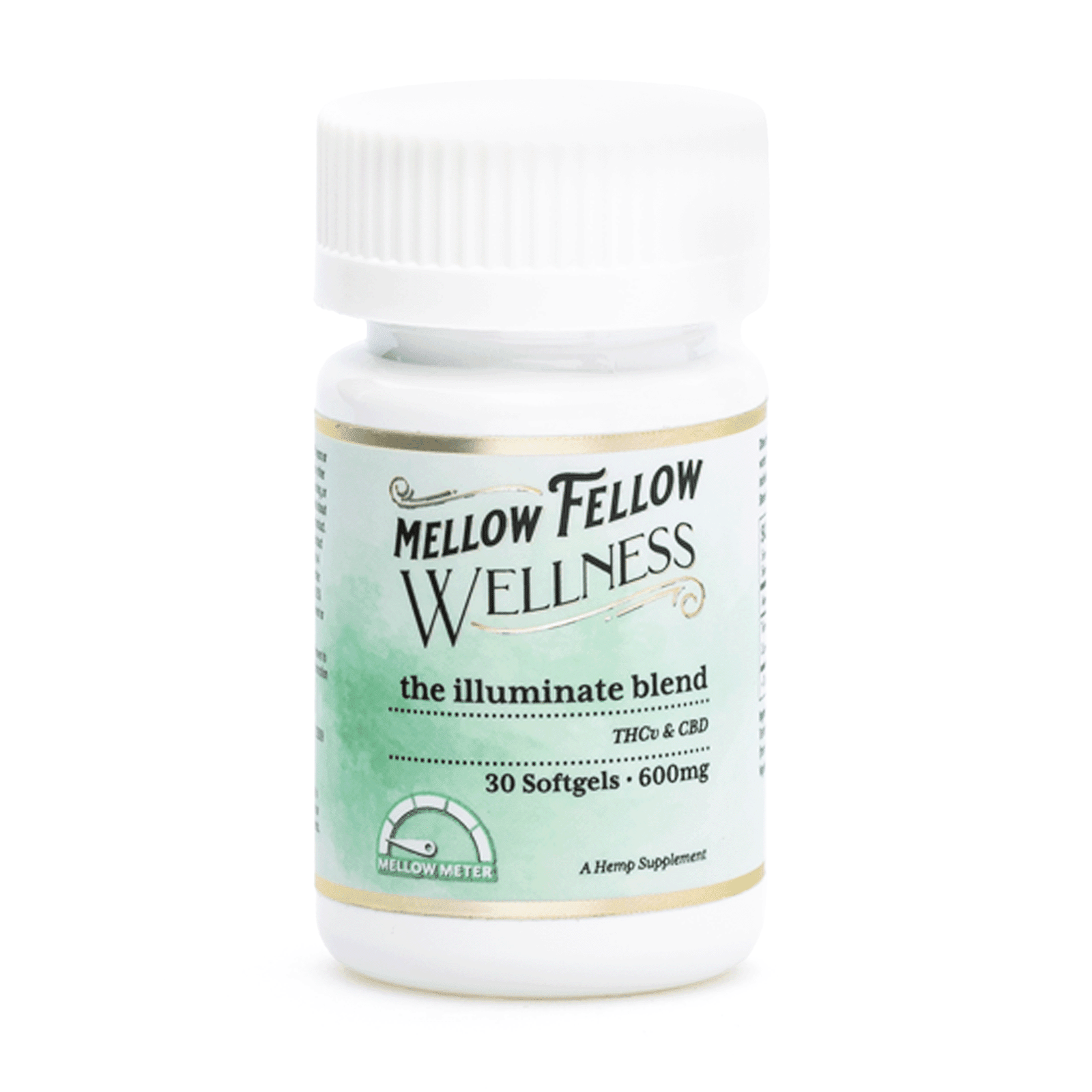mellow fellow wellness softgel capsules illuminate blend 600 mg total cannabinoids jar front.png mellow fellow wellness softgel capsules illuminate blend 600 mg total cannabinoids jar front.png