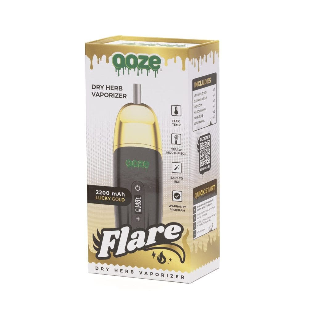 oooze flare dry herb vaporizer gold box front.jpg oooze flare dry herb vaporizer gold box front.jpg