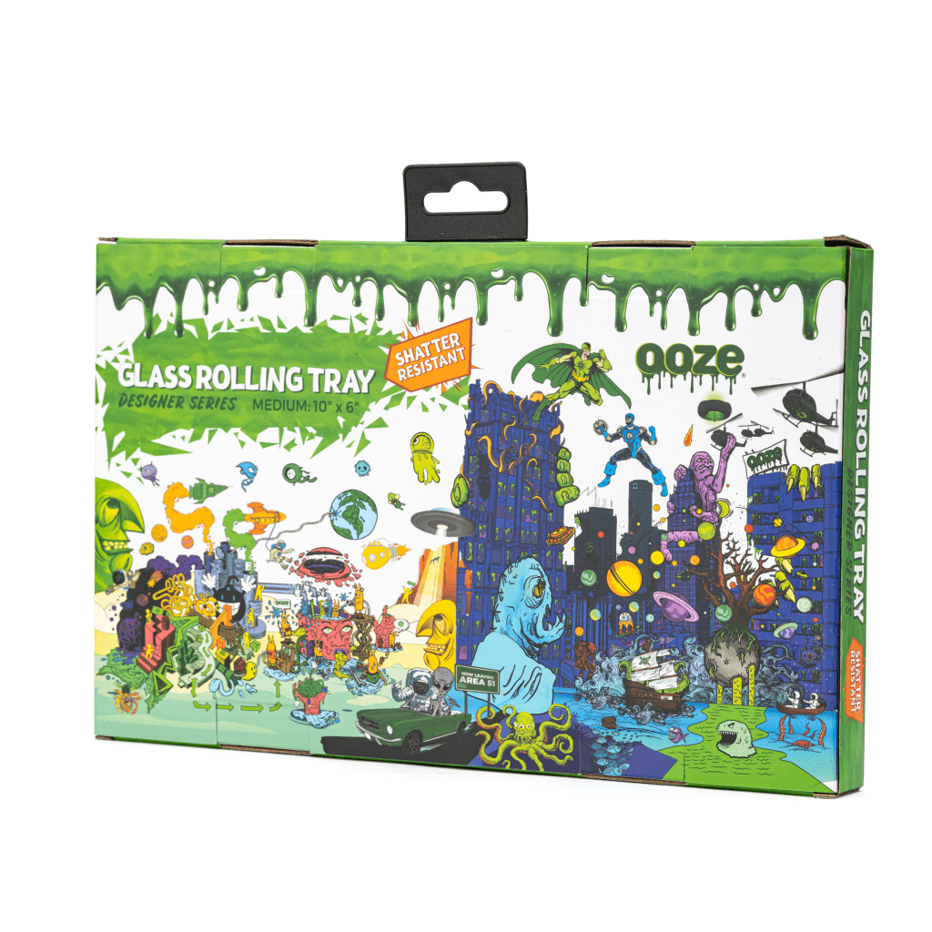 ooze shatter resistant glass rolling tray space race box back.webp ooze shatter resistant glass rolling tray space race box back.webp