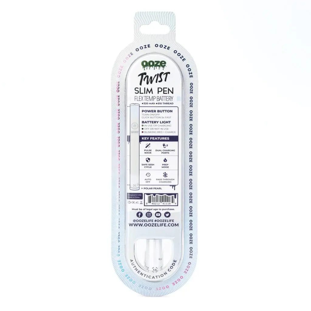 ooze slim twist pen 2.0 vape battery – polar pearl box back.webp ooze slim twist pen 2.0 vape battery – polar pearl box back.webp
