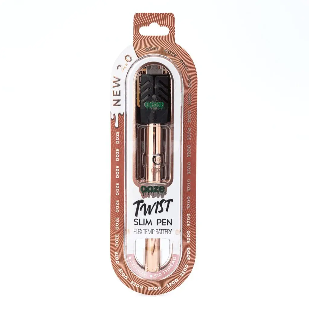 ooze slim twist pen 2.0 vape battery – rose gold box front.webp ooze slim twist pen 2.0 vape battery – rose gold box front.webp