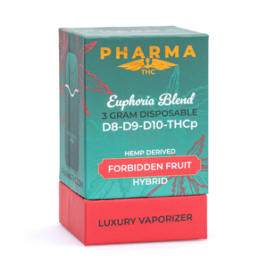 pharmathc delta 8 delta 9 delta 10 thcp disposable vape forbidden fruit 3 grams box front.webp