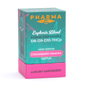 pharmathc delta 8 delta 9 delta 10 amp thcp disposable vape strawberry mimosa 3 grams box front.webp
