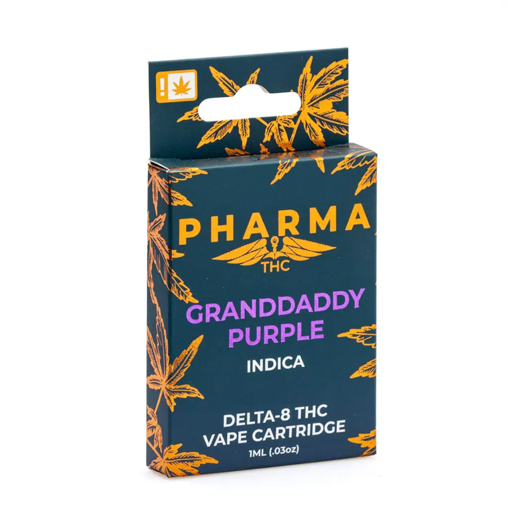 pharmathc delta 8 thc vape cartridge granddaddy purple box front.webp pharmathc delta 8 thc vape cartridge granddaddy purple box front.webp