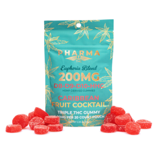 pharmathc euphoria blend gummies caribbean fruit cocktail 4000 mg total cannabinoids combo.webp