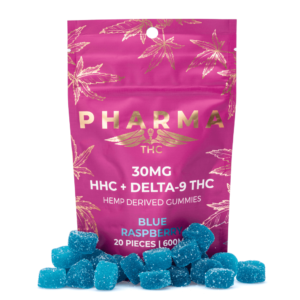 pharmathc hhc delta 9 thc gummies blue raspberry 400 mg total hhc 200 mg total delta 9 thc combo.webp