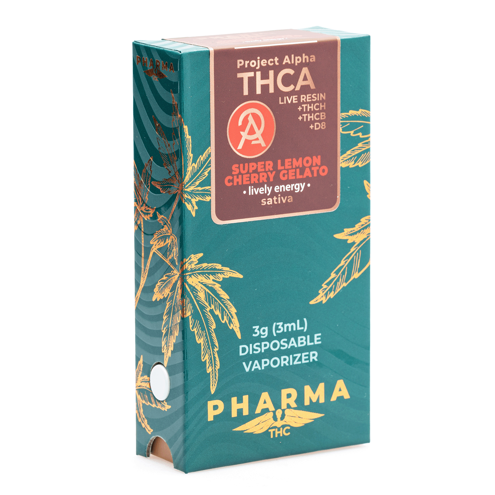 pharmathc project alpha thca live resin disposable super lemon cherry gelato 3 gram box front.webp pharmathc project alpha thca live resin disposable super lemon cherry gelato 3 gram box front.webp