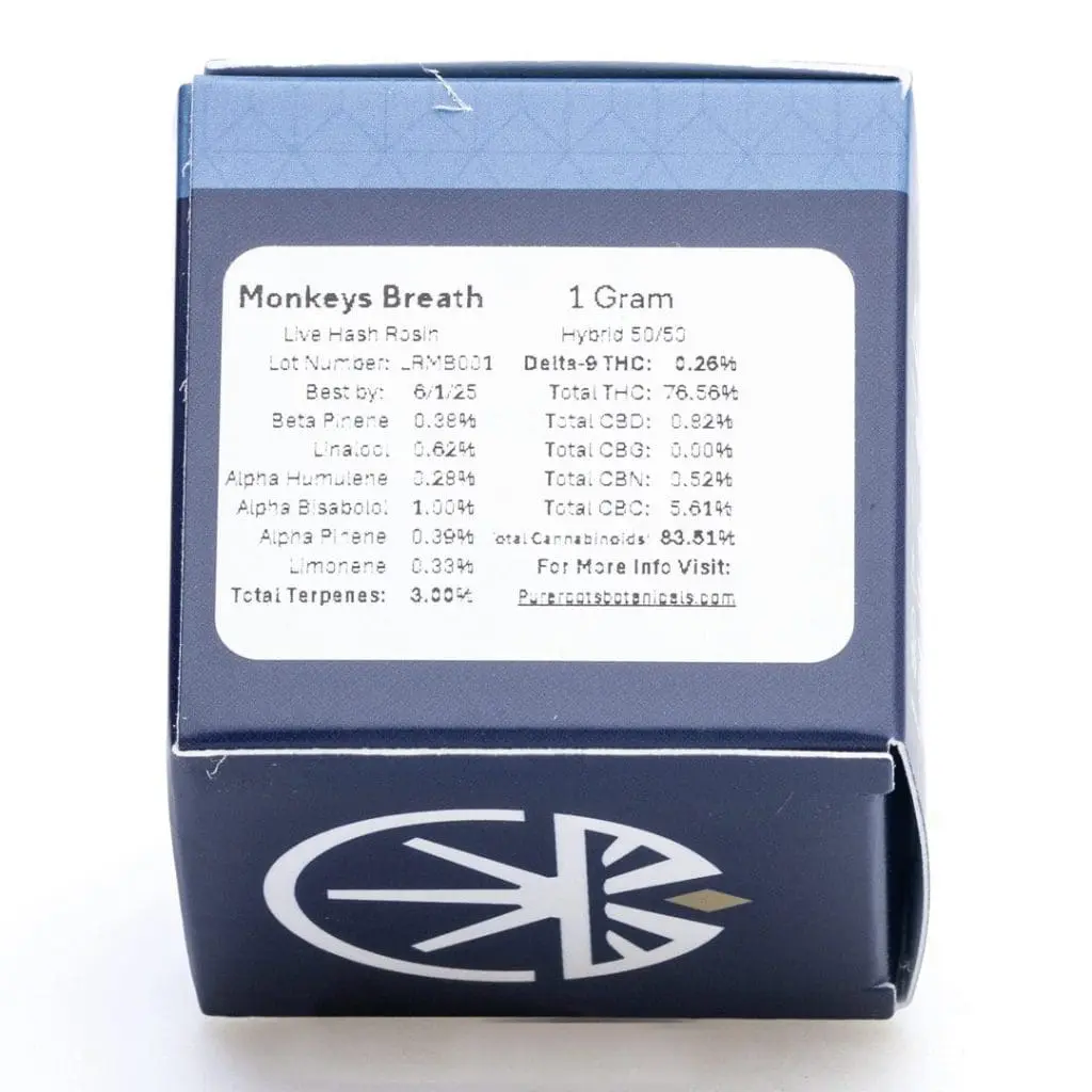 pure roots botanicals thca live rosin concentrate monkey breath 1 gram box back scaled 1.webp pure roots botanicals thca live rosin concentrate monkey breath 1 gram box back scaled 1.webp