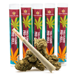thca flower pre roll banana kush product with tube.webp