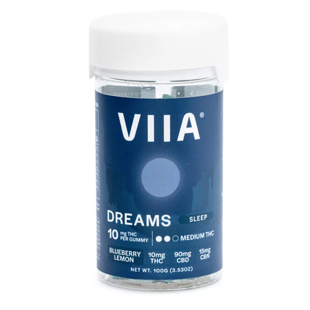 viia delta 9 cbd cbn dreams sleep gummies 10 mg thc jar front.webp viia delta 9 cbd cbn dreams sleep gummies 10 mg thc jar front.webp