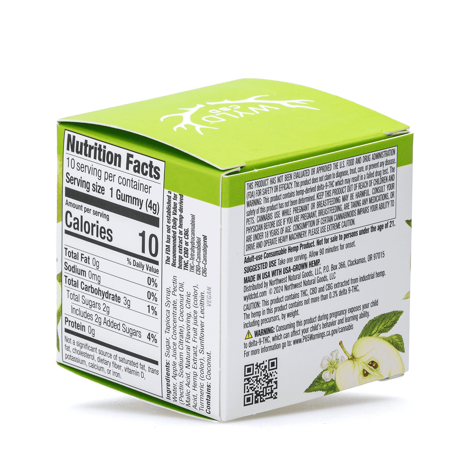 wyld delta 9 cbd cbg low dose active gummies sour apple 10 count 220 mg total cannabinoids box back.png wyld delta 9 cbd cbg low dose active gummies sour apple 10 count 220 mg total cannabinoids box back.png